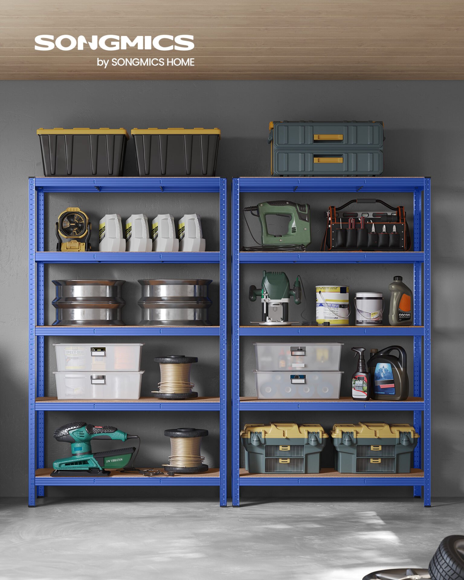 SONGMICS 5-Tier Shelving Unit, Steel Shelving Unit for Storage, Tool-Free Assembly, for Garage, Shed, Load Capacity 875 kg, 60 x 120 x 200 cm, Blue GLR060Q01 2 SONGMICS 5-Tier Shelving Unit, Steel Shelving Unit for Storage, Tool-Free Assembly, for Garage, Shed, Load Capacity 875 kg, 60 x 120 x 200 cm, Blue GLR060Q01 - Bild 2