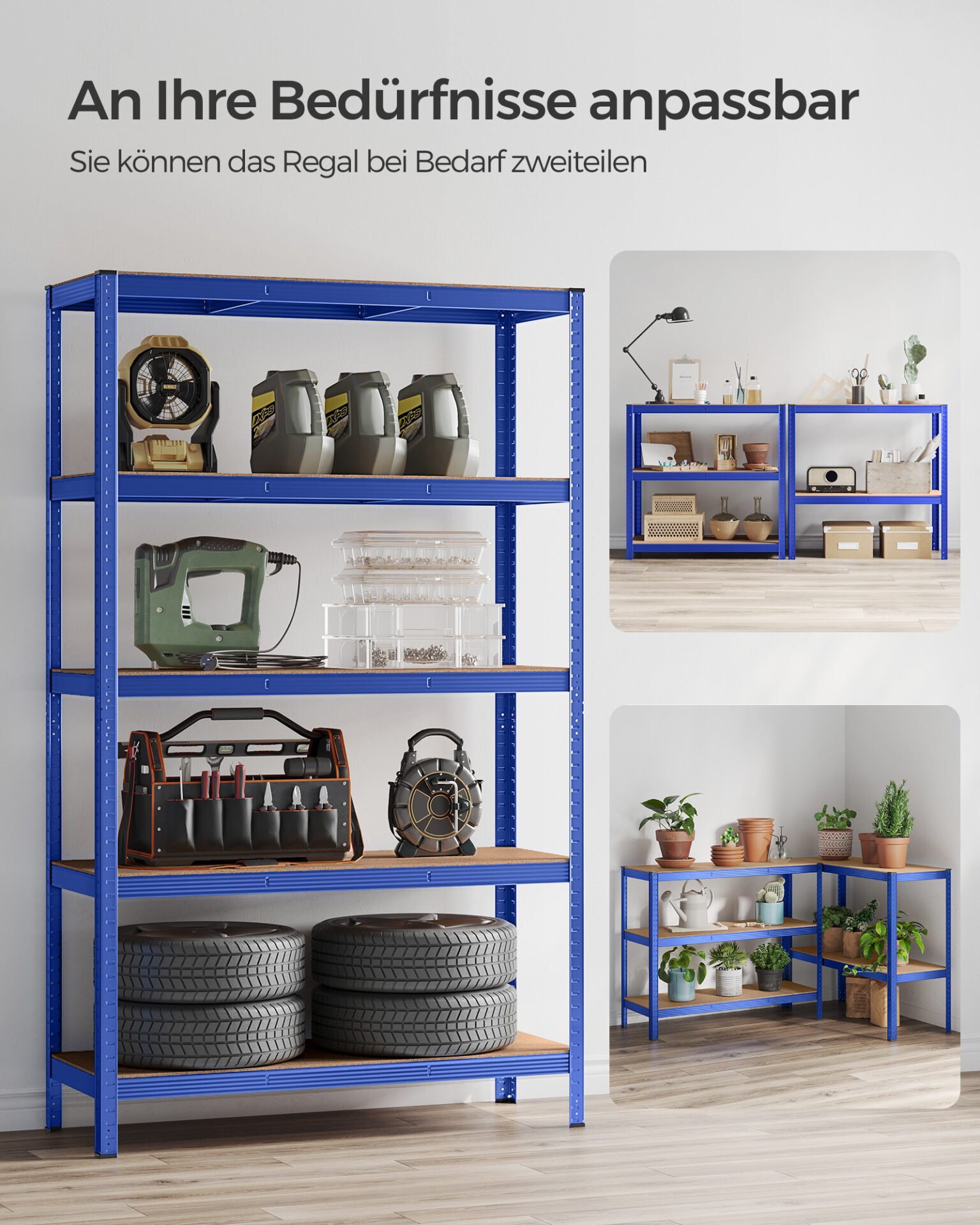 SONGMICS 5-Tier Shelving Unit, Steel Shelving Unit for Storage, Tool-Free Assembly, for Garage, Shed, Load Capacity 875 kg, 60 x 120 x 200 cm, Blue GLR060Q01 6 SONGMICS 5-Tier Shelving Unit, Steel Shelving Unit for Storage, Tool-Free Assembly, for Garage, Shed, Load Capacity 875 kg, 60 x 120 x 200 cm, Blue GLR060Q01 - Bild 6