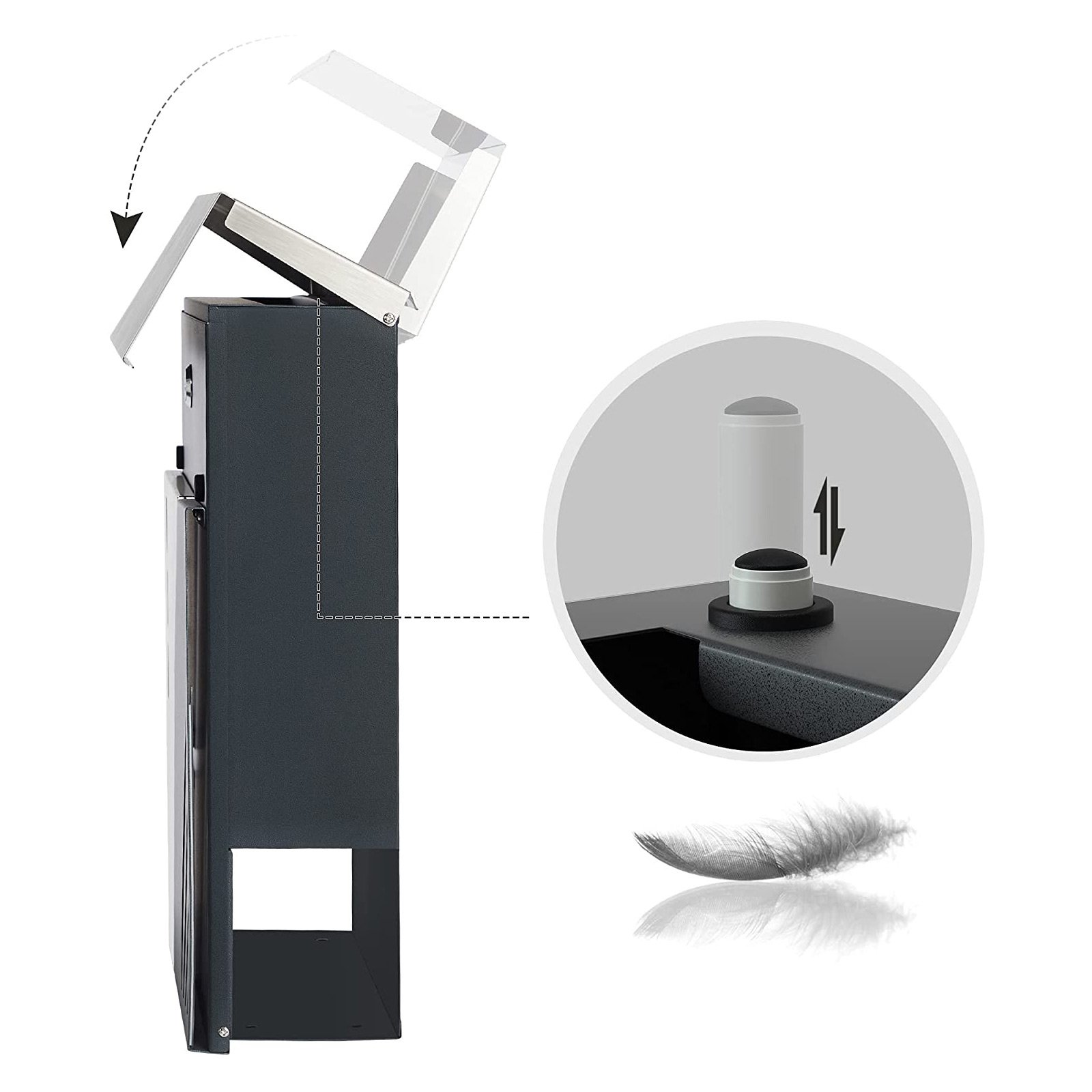 SONGMICS Mailbox, Wall-Mounted Letter Box with Viewing Windows, Stainless Steel for Porch and Front Door, with Lock and Keys, Silver and Anthracite Grey GMB053G01 5 SONGMICS Mailbox, Wall-Mounted Letter Box with Viewing Windows, Stainless Steel for Porch and Front Door, with Lock and Keys, Silver and Anthracite Grey GMB053G01 - Bild 5