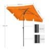 Orange balkongparasoll med lutande design och UPF 50+ skydd.