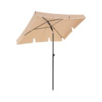 SONGMICS Rectangular Balcony Parasol 1.8 x 1.25 m, UPF 50+ Protection, Tilting Sunshade, PA-Coated Canopy, Carrying Bag, Garden Terrace, Base Not Included, Taupe GPU180K01