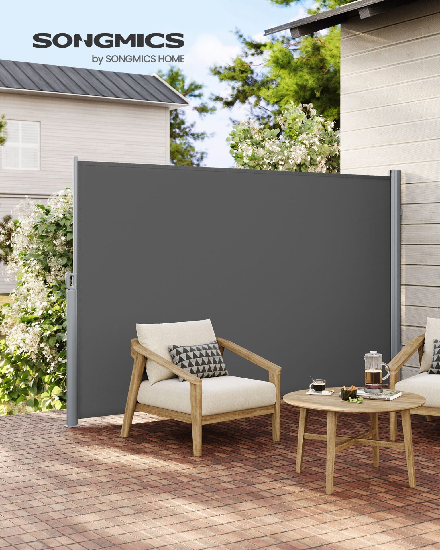 SONGMICS 200 x 400 cm (H x L), Side Awning for Balcony and Terrace, Privacy Protection, Sun Shade, Side Blind, Beige GSA204E01 3 SONGMICS 200 x 400 cm (H x L), Side Awning for Balcony and Terrace, Privacy Protection, Sun Shade, Side Blind, Beige GSA204E01 - Bild 3