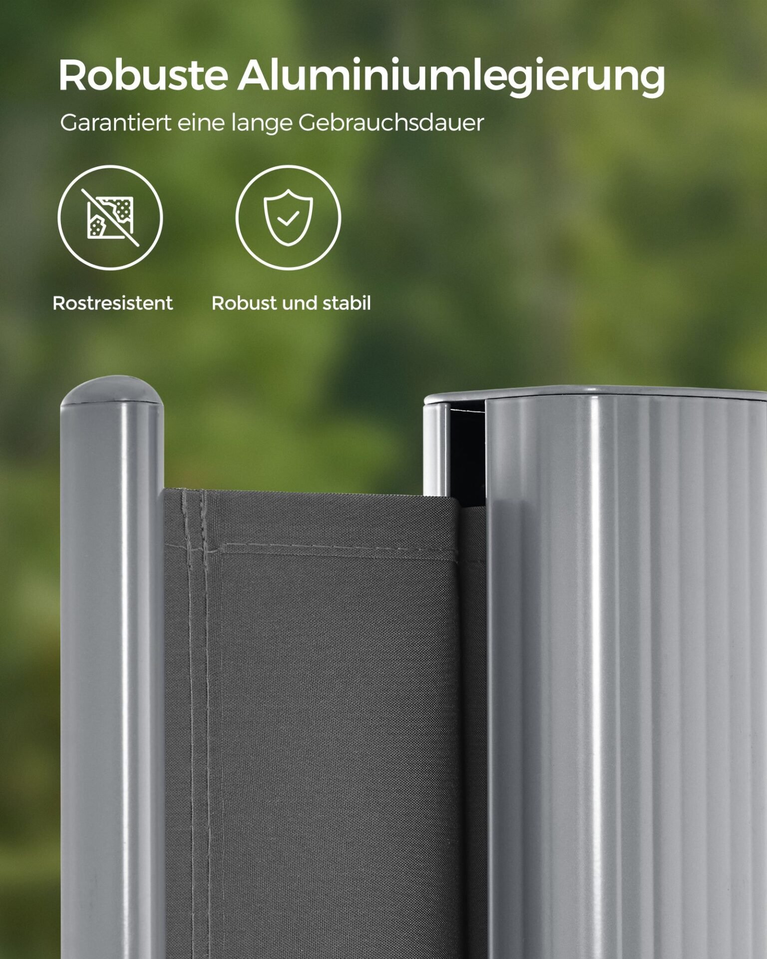 SONGMICS 2 x 3.5 m (H x L), Side Awning for Balcony, Patio, Terrace, and Garden, with Floor Mounting, Privacy Protection, Sun Shade, Side Blind, Smoky Grey GSA205G 5 SONGMICS 2 x 3.5 m (H x L), Side Awning for Balcony, Patio, Terrace, and Garden, with Floor Mounting, Privacy Protection, Sun Shade, Side Blind, Smoky Grey GSA205G - Bild 5