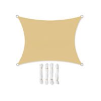 SONGMICS 3 x 4 m Sun Sail, Water-Resistant to at Least 1000 mm, 93% UV-Protection Sun Shade Sail in Tear-Resistant Polyester, Weatherproof, for Garden Patio, Terrace, Camping, Sand Colour GSH34EY