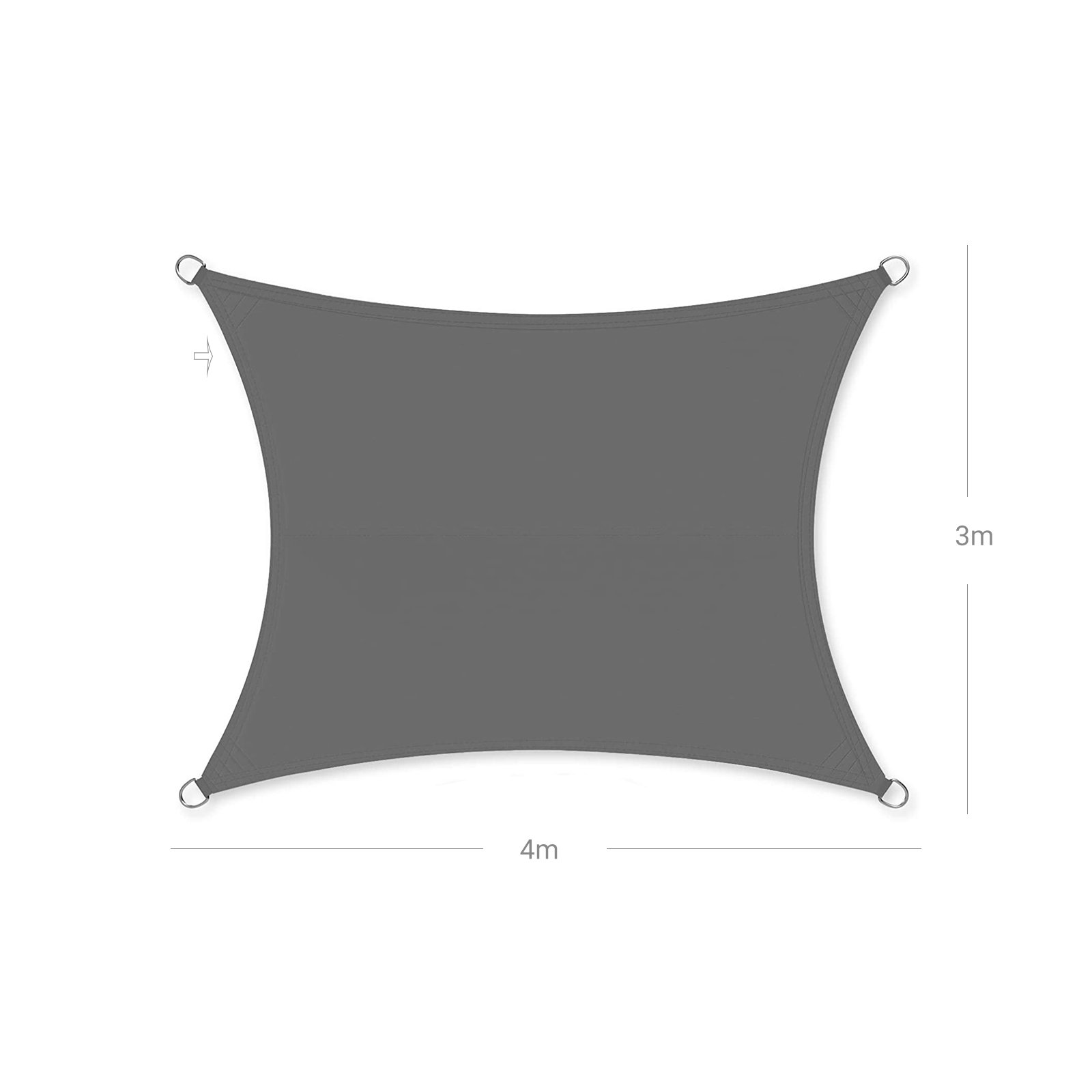 SONGMICS 3 x 4 m Sun Shade Sail, Sun Protection for Garden Balcony and Terrace, PES Polyester, 93% UV Block, Water Repellent, Smoky Grey GSH34GYV1 7 SONGMICS 3 x 4 m Sun Shade Sail, Sun Protection for Garden Balcony and Terrace, PES Polyester, 93% UV Block, Water Repellent, Smoky Grey GSH34GYV1 - Bild 7