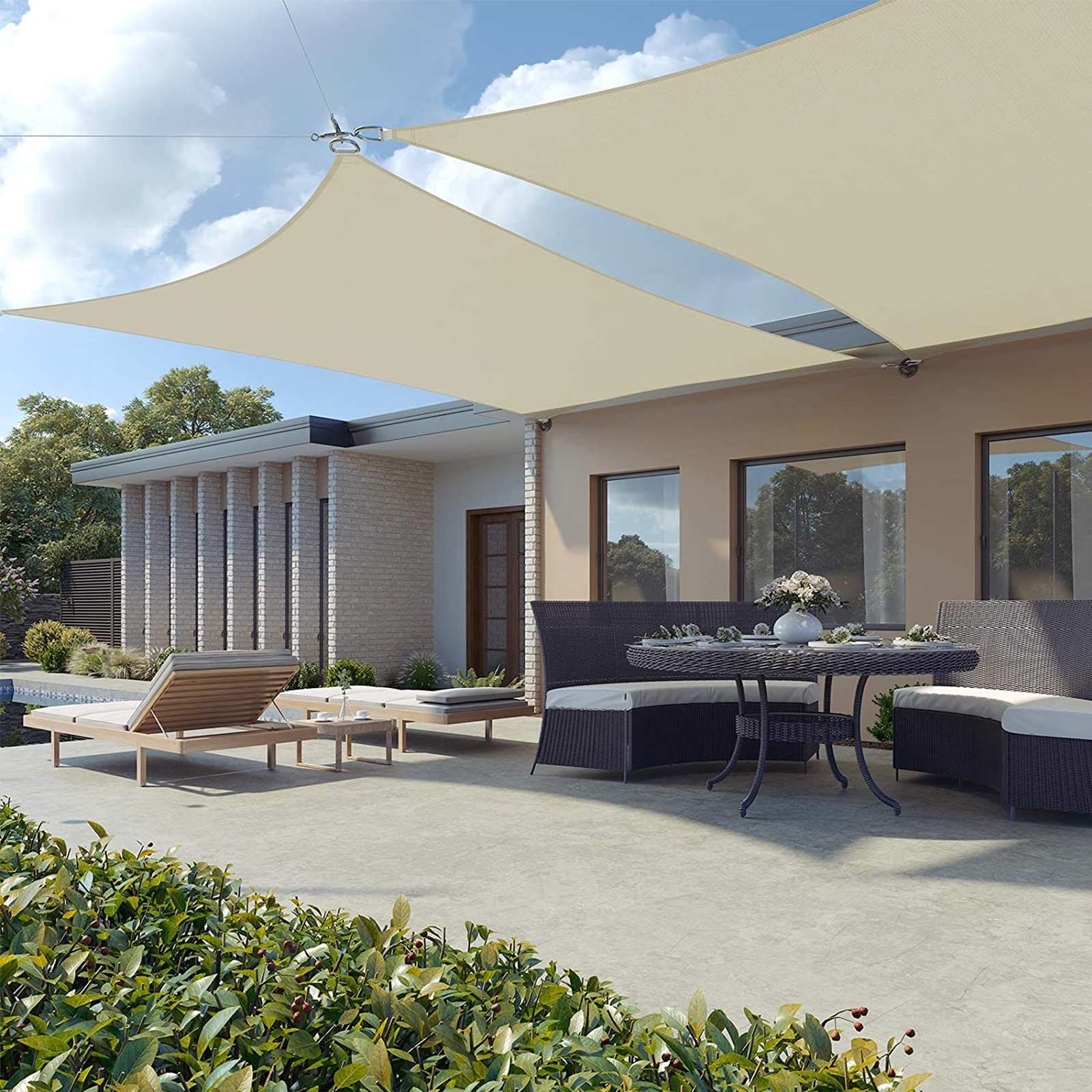 SONGMICS 2 x 3 m HDPE Sun Shade Sail Awning Sun Protection UV Protection Breathable Garden Balcony Patio Breathable Water Permeable Beige White GSS23IVV1 2 SONGMICS 2 x 3 m HDPE Sun Shade Sail Awning Sun Protection UV Protection Breathable Garden Balcony Patio Breathable Water Permeable Beige White GSS23IVV1 - Bild 2