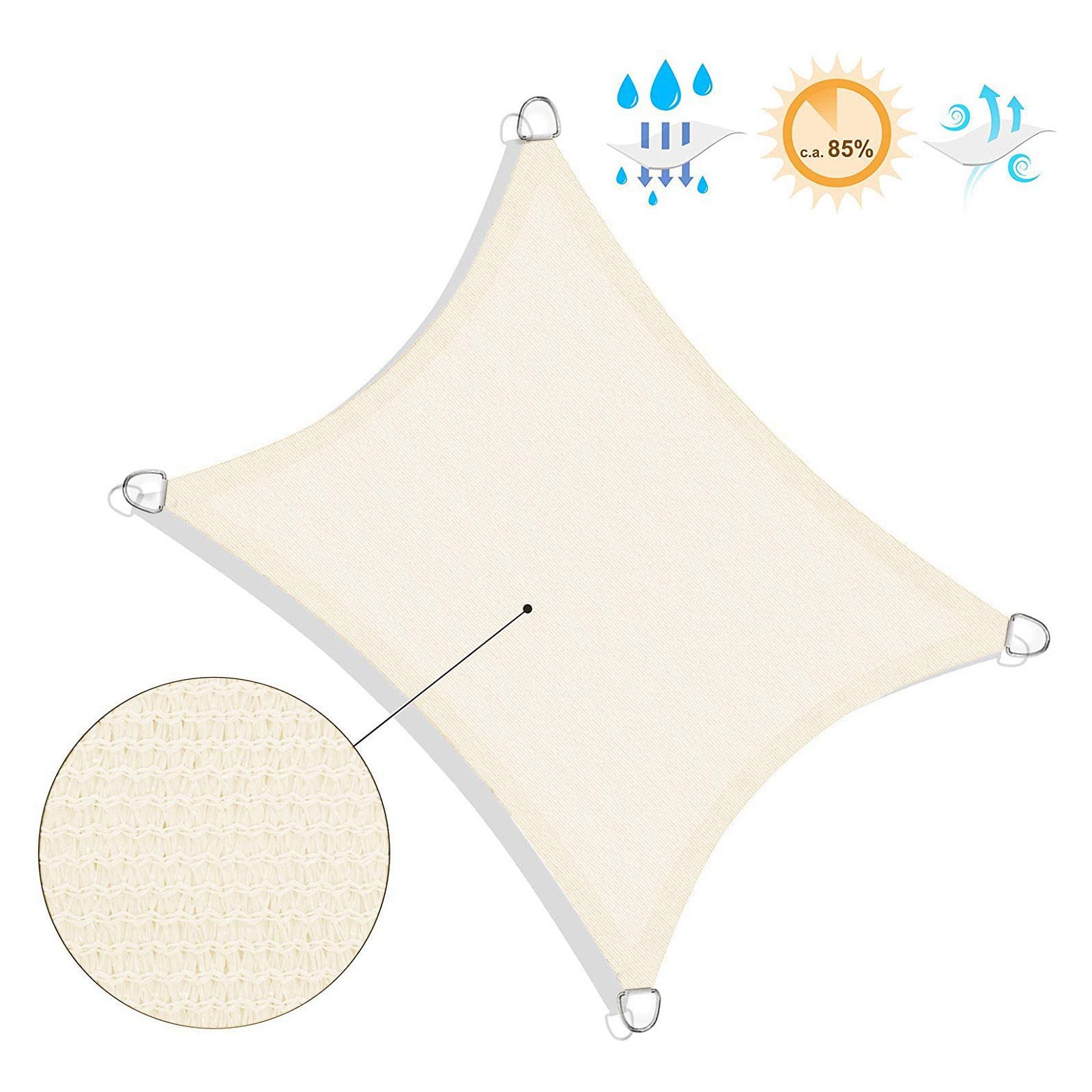 SONGMICS 2 x 3 m HDPE Sun Shade Sail Awning Sun Protection UV Protection Breathable Garden Balcony Patio Breathable Water Permeable Beige White GSS23IVV1 4 SONGMICS 2 x 3 m HDPE Sun Shade Sail Awning Sun Protection UV Protection Breathable Garden Balcony Patio Breathable Water Permeable Beige White GSS23IVV1 - Bild 4