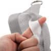 Mesh strap for securing sun shade sail, weatherproof and UV resistant material.