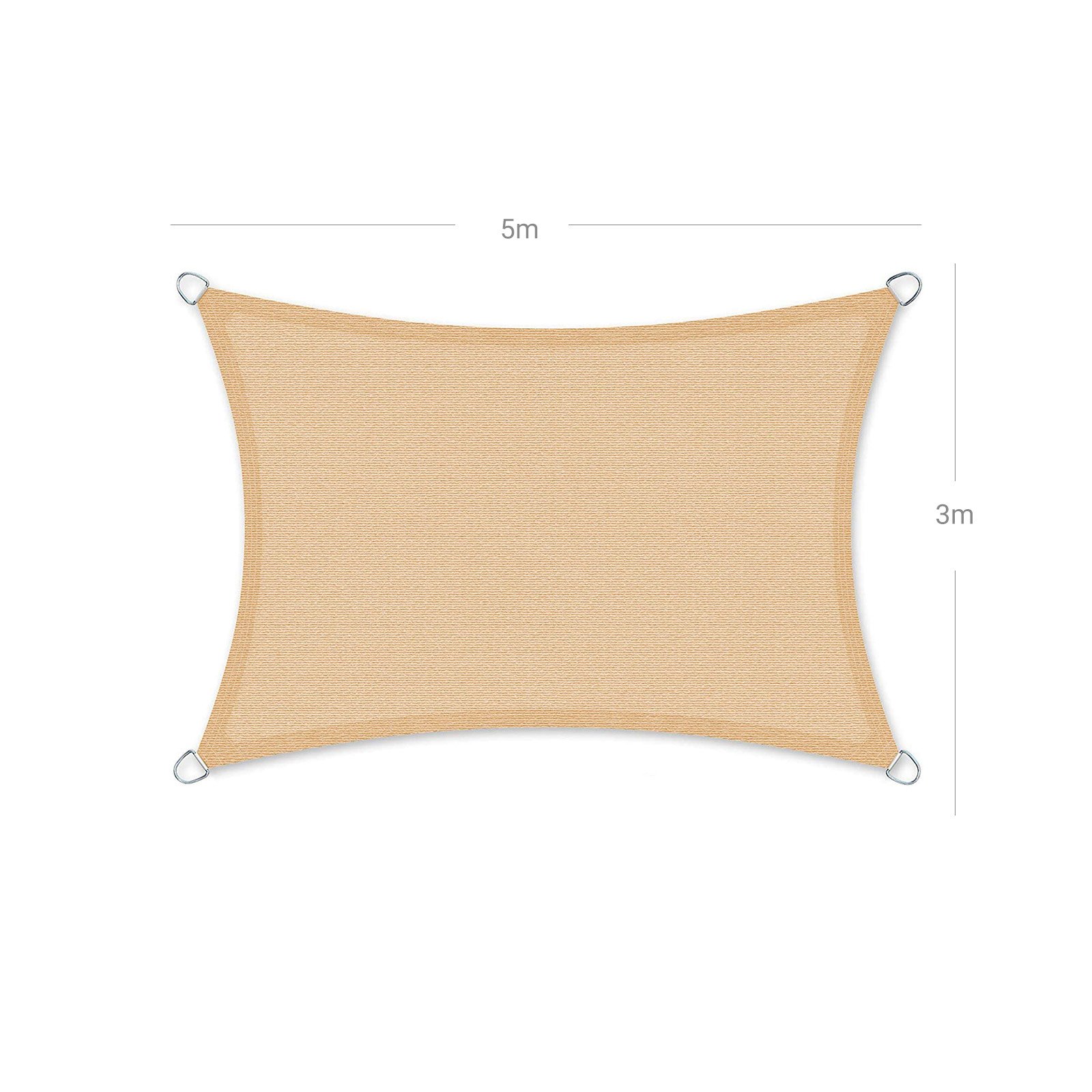 3 x 5 m HDPE solskydd, markis solskydd UV-skydd andningsbart, gult 7 3 x 5 m HDPE solskydd, markis solskydd UV-skydd andningsbart, gult - Bild 7