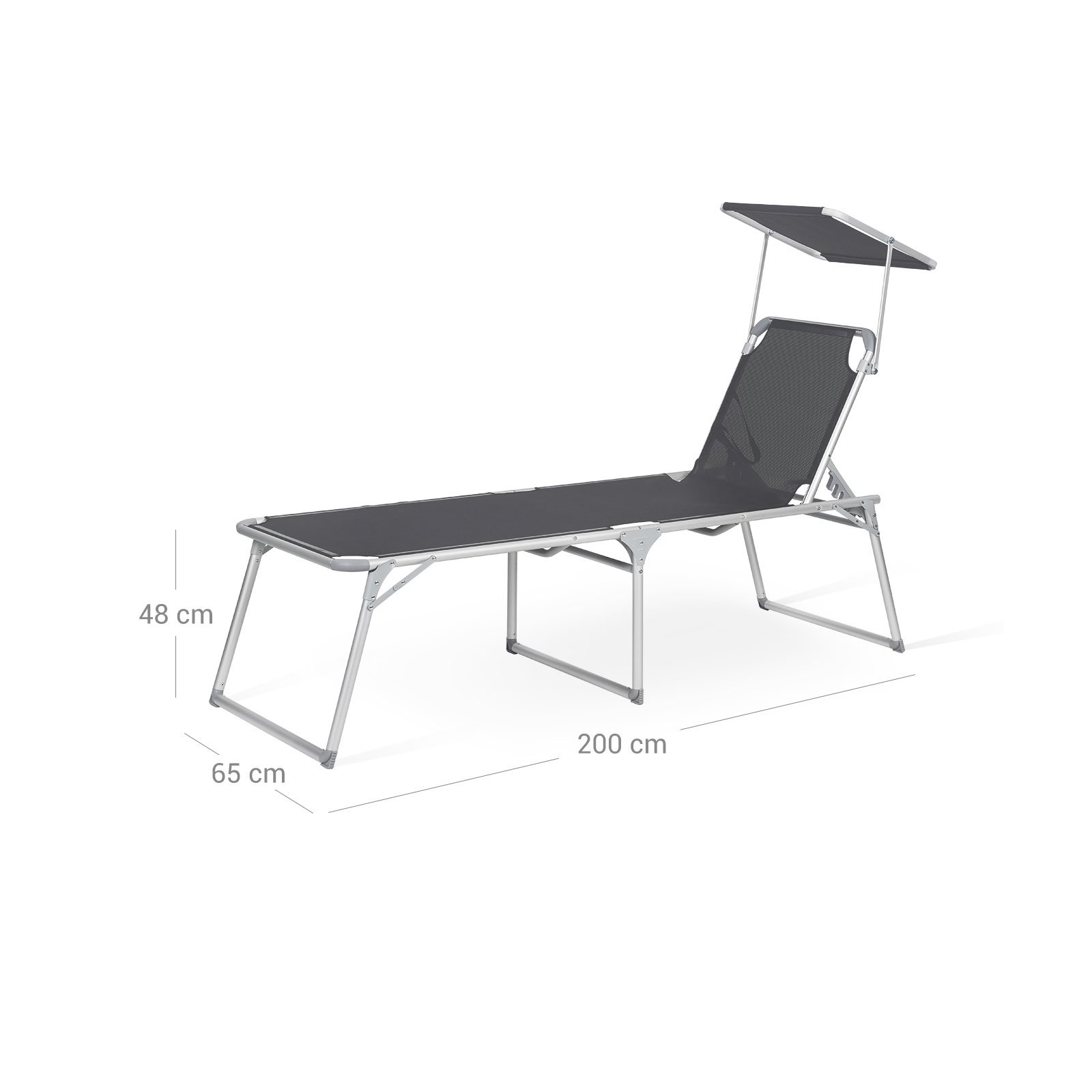 SONGMICS Sun Lounger, Sunbed, Reclining Sun Chair with Sunshade, Adjustable Backrest, Foldable, Lightweight, 55 x 193 x 31 cm, Load Capacity 150 kg, for Garden, Patio, Taupe Colour GCB19BR 5 SONGMICS Sun Lounger, Sunbed, Reclining Sun Chair with Sunshade, Adjustable Backrest, Foldable, Lightweight, 55 x 193 x 31 cm, Load Capacity 150 kg, for Garden, Patio, Taupe Colour GCB19BR - Bild 5