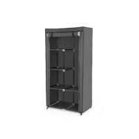 Tyggarderob, klädförvaringsorganisatör med 2 hängskenor, 6 hyllor, grå