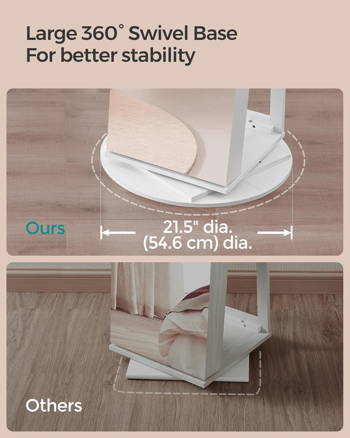 Smyckesskåp med 6 LED-lampor och låsbart spegel, 360° vridbar smyckesorganisatör, grått foder 5 Smyckesskåp med 6 LED-lampor och låsbart spegel, 360° vridbar smyckesorganisatör, grått foder - Bild 5