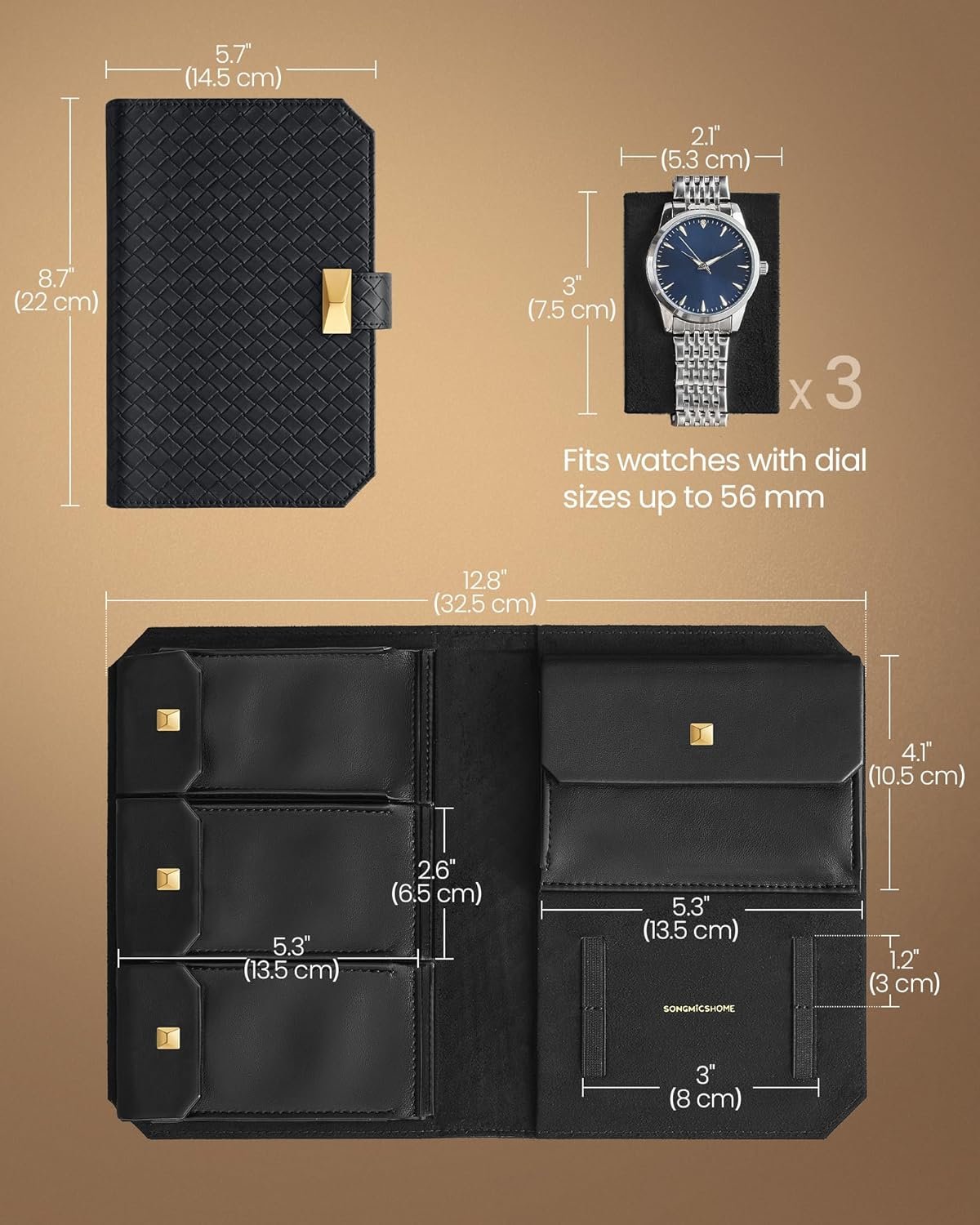 Klockdisplay med 9 fack, klockdisplay med glasfönster, bläcksvart 5 Klockdisplay med 9 fack, klockdisplay med glasfönster, bläcksvart - Bild 5