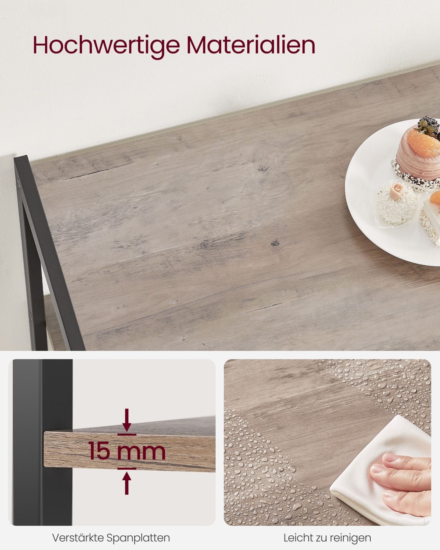 VASAGLE KKS096B02 Free Standing Kitchen Shelf with 2 Metal Baskets, Bakery Shelf with Hooks and Shelves, Microwave Shelf, 35 x 80 x 95 cm, Greige-Black 5 VASAGLE KKS096B02 Free Standing Kitchen Shelf with 2 Metal Baskets, Bakery Shelf with Hooks and Shelves, Microwave Shelf, 35 x 80 x 95 cm, Greige-Black - Bild 5