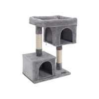 FEANDREA Cat Tree, Compact Cat Condo with 2 Caves, Light Grey PCT61W