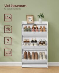 VASAGLE Shoe Cabinet 2 Flip Doors, 3 Tier Shoe Rack, with 1 Open Compartment, Adjustable and Removable Divider, for 11-16 Pairs Shoes, for Narrow Entrance, 24 x 80 x 102 cm, Rustic Brown LBC048B01 4 VASAGLE Shoe Cabinet 2 Flip Doors, 3 Tier Shoe Rack, with 1 Open Compartment, Adjustable and Removable Divider, for 11-16 Pairs Shoes, for Narrow Entrance, 24 x 80 x 102 cm, Rustic Brown LBC048B01 - Bild 4