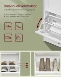 VASAGLE Shoe Cabinet 2 Flip Doors, 3 Tier Shoe Rack, with 1 Open Compartment, Adjustable and Removable Divider, for 11-16 Pairs Shoes, for Narrow Entrance, 24 x 80 x 102 cm, Rustic Brown LBC048B01 5 VASAGLE Shoe Cabinet 2 Flip Doors, 3 Tier Shoe Rack, with 1 Open Compartment, Adjustable and Removable Divider, for 11-16 Pairs Shoes, for Narrow Entrance, 24 x 80 x 102 cm, Rustic Brown LBC048B01 - Bild 5