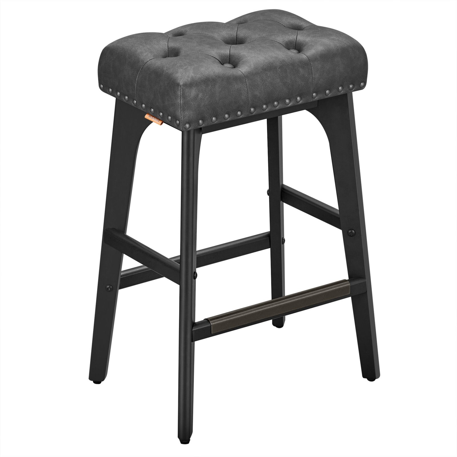 VASAGLE Bar Stools Set of 2, Counter Height Bar Stools, 26-Inch Kitchen Counter Stools with Wooden Legs, PU Leather Barstools Upholstered Stools for Kitchen Island Dining Room, Ink Black LBC085G02 1 VASAGLE Bar Stools Set of 2, Counter Height Bar Stools, 26-Inch Kitchen Counter Stools with Wooden Legs, PU Leather Barstools Upholstered Stools for Kitchen Island Dining Room, Ink Black LBC085G02