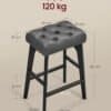 Svart barstol med stoppad sits och träben, kapacitet 120 kg.