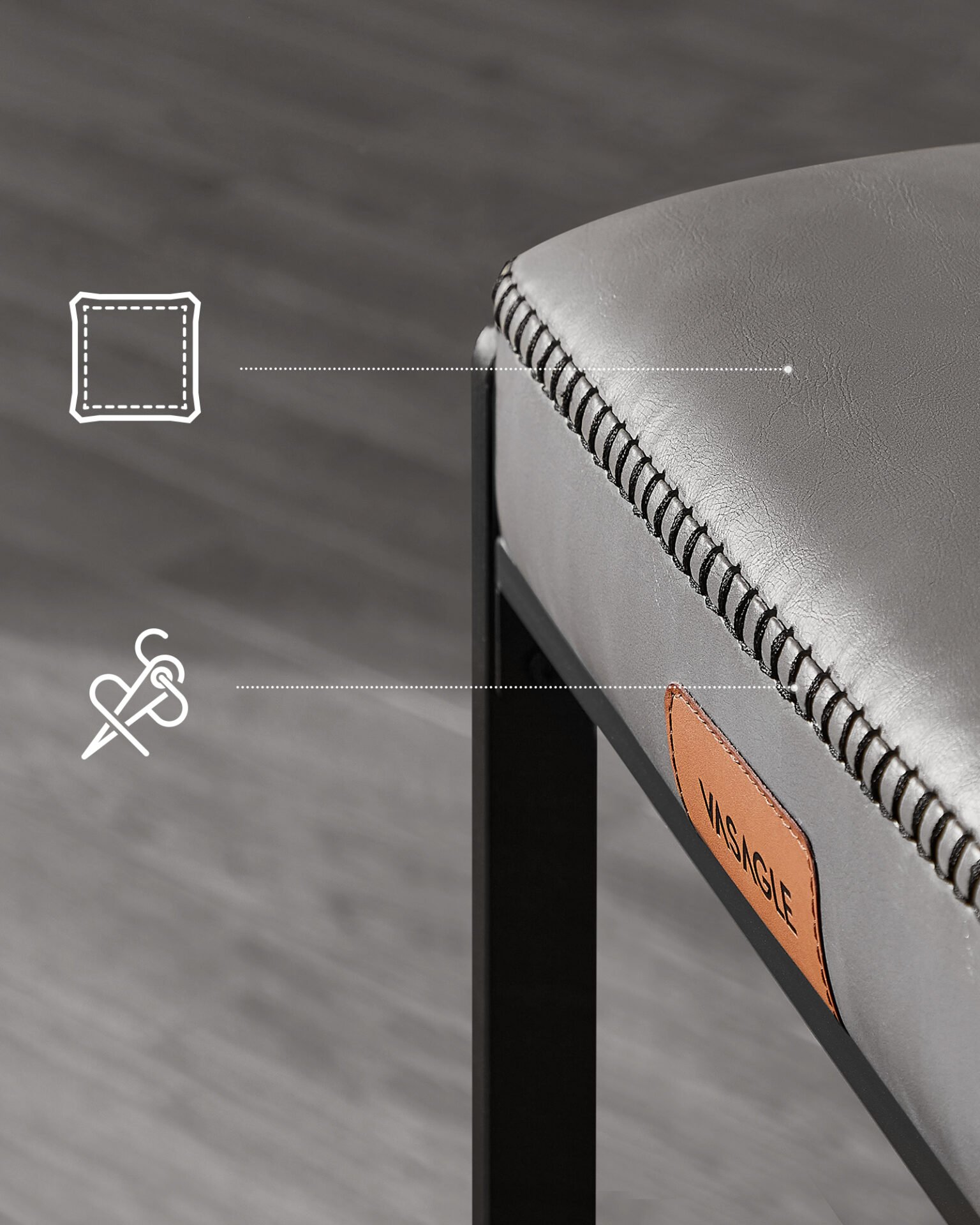 VASAGLE EKHO Collection - Bar Stools Set of 2, Counter Height Bar Stools, Synthetic Leather with Stitching, Mid-Century Modern Counter Stools, 26-Inch Tall, Kichen Home Bar Dining Room 4 VASAGLE EKHO Collection - Bar Stools Set of 2, Counter Height Bar Stools, Synthetic Leather with Stitching, Mid-Century Modern Counter Stools, 26-Inch Tall, Kichen Home Bar Dining Room - Bild 4