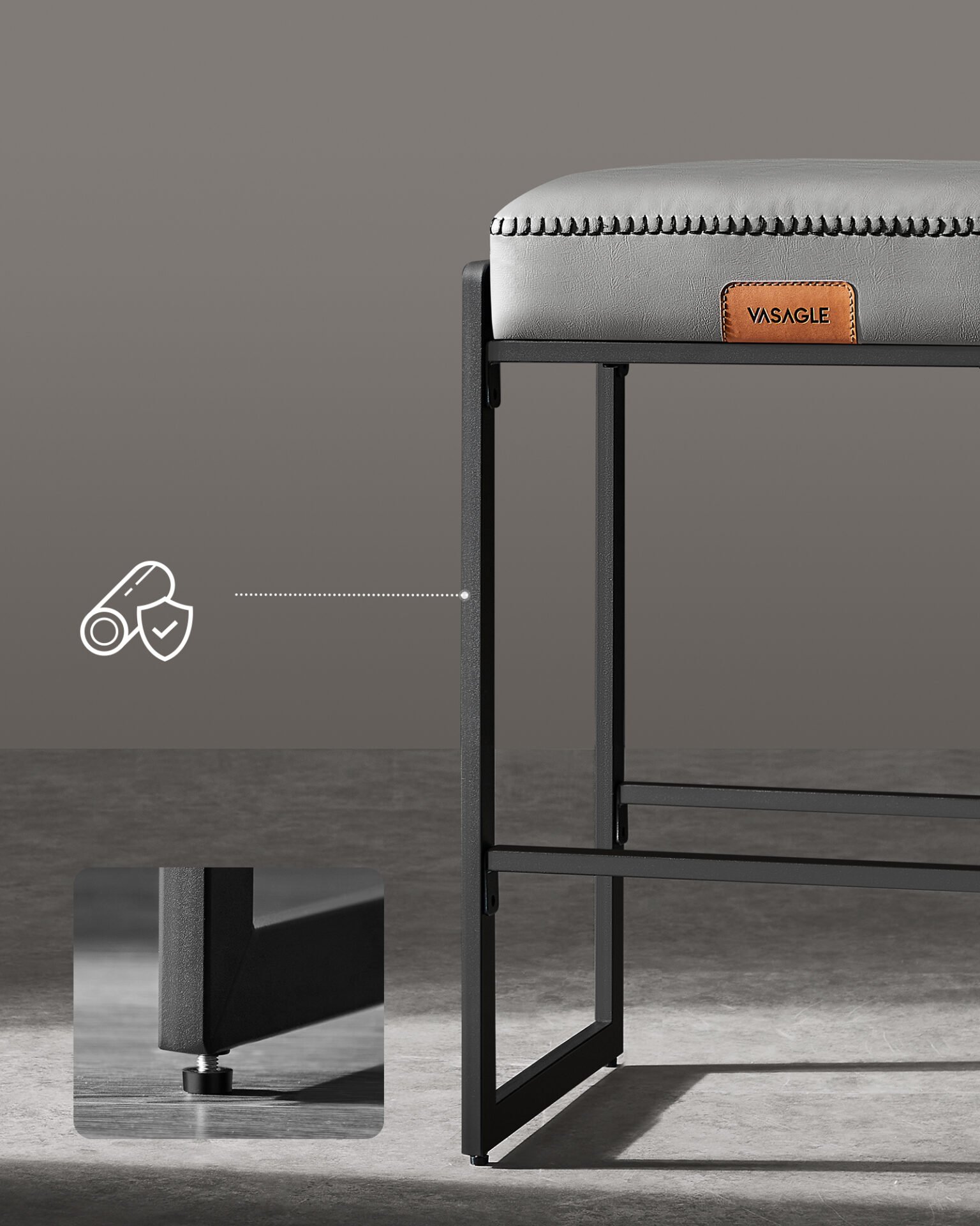 VASAGLE EKHO Collection - Bar Stools Set of 2, Counter Height Bar Stools, Synthetic Leather with Stitching, Mid-Century Modern Counter Stools, 26-Inch Tall, Kichen Home Bar Dining Room 6 VASAGLE EKHO Collection - Bar Stools Set of 2, Counter Height Bar Stools, Synthetic Leather with Stitching, Mid-Century Modern Counter Stools, 26-Inch Tall, Kichen Home Bar Dining Room - Bild 6