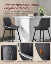 VASAGLE Bar Stools Set of 2, Kitchen Chairs, Ergonomic Backrest, PU Coating, Metal Legs with Adjustable Feet, 62 cm High, Easy Assembly, Ink Black LBC088B01 7 VASAGLE Bar Stools Set of 2, Kitchen Chairs, Ergonomic Backrest, PU Coating, Metal Legs with Adjustable Feet, 62 cm High, Easy Assembly, Ink Black LBC088B01 - Bild 7