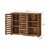 VASAGLE Sideboard Kitchen Cabinet with 2 Slat Doors Adjustable Shelf Freestanding 3 Open Compartments Dining Room 110 x 35 x 75 cm Vintage Brown LBF004X01 - Bild 7