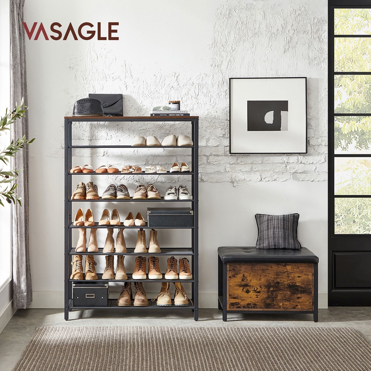 VASAGLE LBC036W01 Shoe Cabinet with 3 Flaps, Shoe Rack, Shoe Storage, Top Plate, Adjustable Divider, for up to 18 Pairs of Shoes, Hallway, 24 x 60 x 108 cm, Cloud White 2 VASAGLE LBC036W01 Shoe Cabinet with 3 Flaps, Shoe Rack, Shoe Storage, Top Plate, Adjustable Divider, for up to 18 Pairs of Shoes, Hallway, 24 x 60 x 108 cm, Cloud White - Bild 2