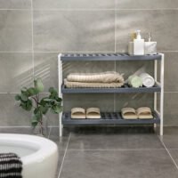 Skohylla med 3 hyllor i naturlig bambu, vit/grå, 70 x 26 x 55 cm (B x D x H) 3 Skohylla med 3 hyllor i naturlig bambu, vit/grå, 70 x 26 x 55 cm (B x D x H) - Bild 3