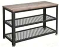 Skohylla i trä och metall för hallen, modern design, 3 hyllor, robust konstruktion.