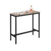 Narrow rectangular bar table with stålram och träskiva för kök eller bar.