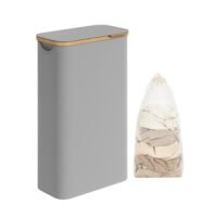 Smal tvättkorg, 65 l, platsbesparande, 42 x 22,5 x 70,5 cm, duvgrå