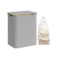 SONGMICS Laundry Basket with Lid, 2-Section Large Laundry Hamper, 130L, Removable Mesh Liner, Oxford Fabric, Bamboo Handles, Collapsible, 52 x 38.5 x 70.5 cm, Dove Grey LCB513G01