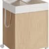 Tvättkorg med 2 fack, 100 l, naturbeige, modern design.