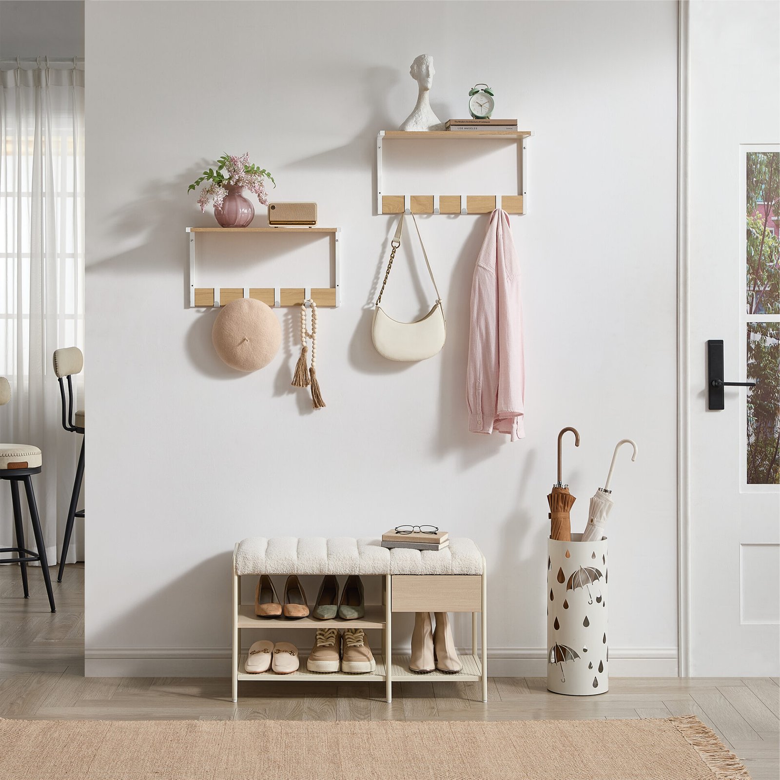 2-delade flytande hyllor, väggmonterade hängande hyllor, displayhylla, ekvit 2 2-delade flytande hyllor, väggmonterade hängande hyllor, displayhylla, ekvit - Bild 2