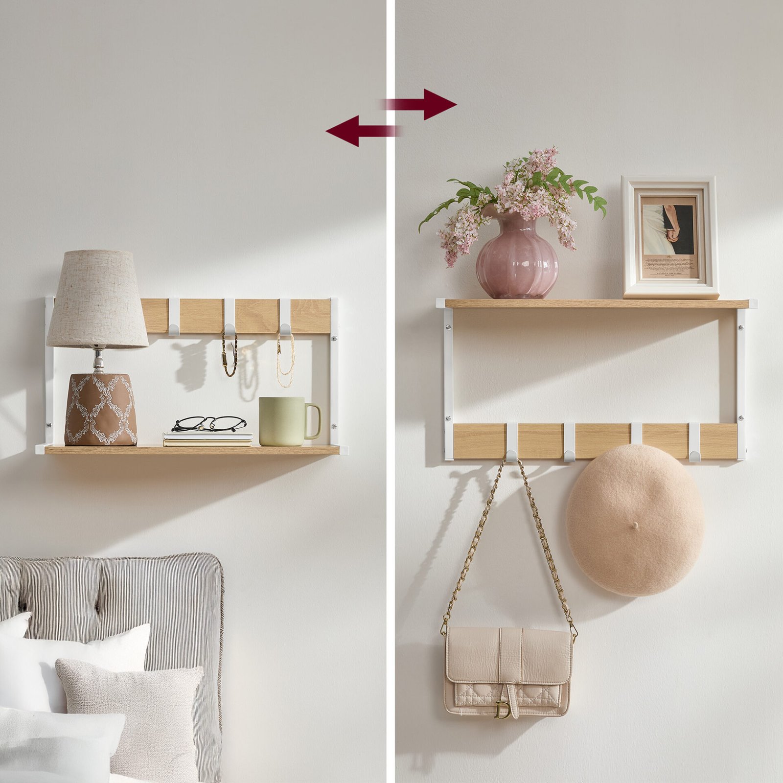 2-delade flytande hyllor, väggmonterade hängande hyllor, displayhylla, ekvit 5 2-delade flytande hyllor, väggmonterade hängande hyllor, displayhylla, ekvit - Bild 5