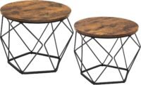 Runda soffbord, modern stil, avtagbar bordsskiva, stålram, brun och bläcksvart
