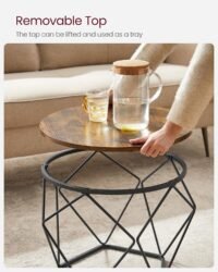 Runda soffbord, modern stil, avtagbar bordsskiva, stålram, brun och bläcksvart 6 Runda soffbord, modern stil, avtagbar bordsskiva, stålram, brun och bläcksvart - Bild 6