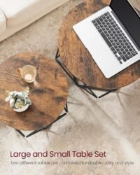 Runda soffbord, modern stil, avtagbar bordsskiva, stålram, brun och bläcksvart 7 Runda soffbord, modern stil, avtagbar bordsskiva, stålram, brun och bläcksvart - Bild 7