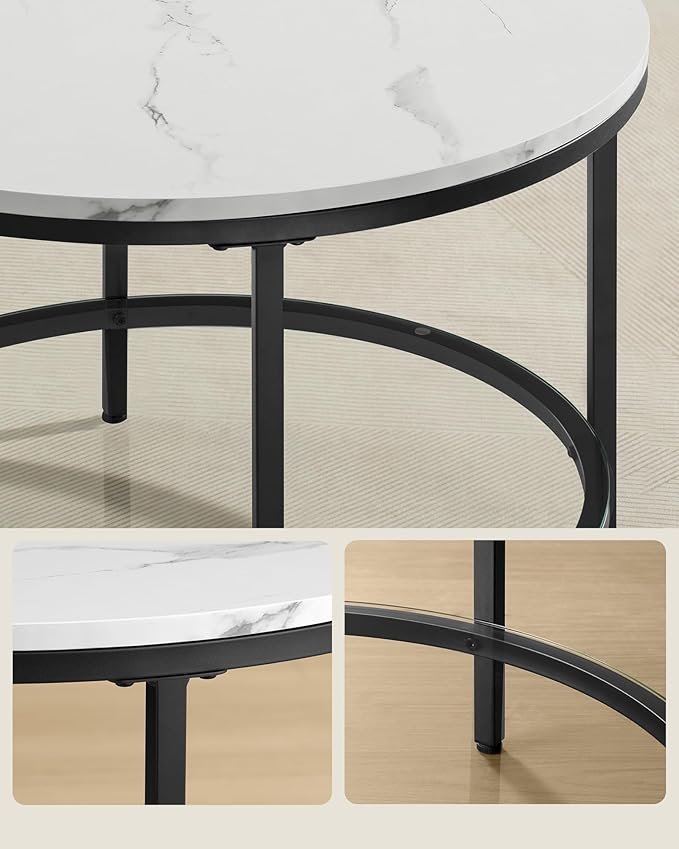 ASAGLE LCT072W13 Coffee Table with Glass Top and Large Storage Space for Living Room Sofa Easy Assembly Modern Style Marble White and Ink Black 3 ASAGLE LCT072W13 Coffee Table with Glass Top and Large Storage Space for Living Room Sofa Easy Assembly Modern Style Marble White and Ink Black - Bild 3