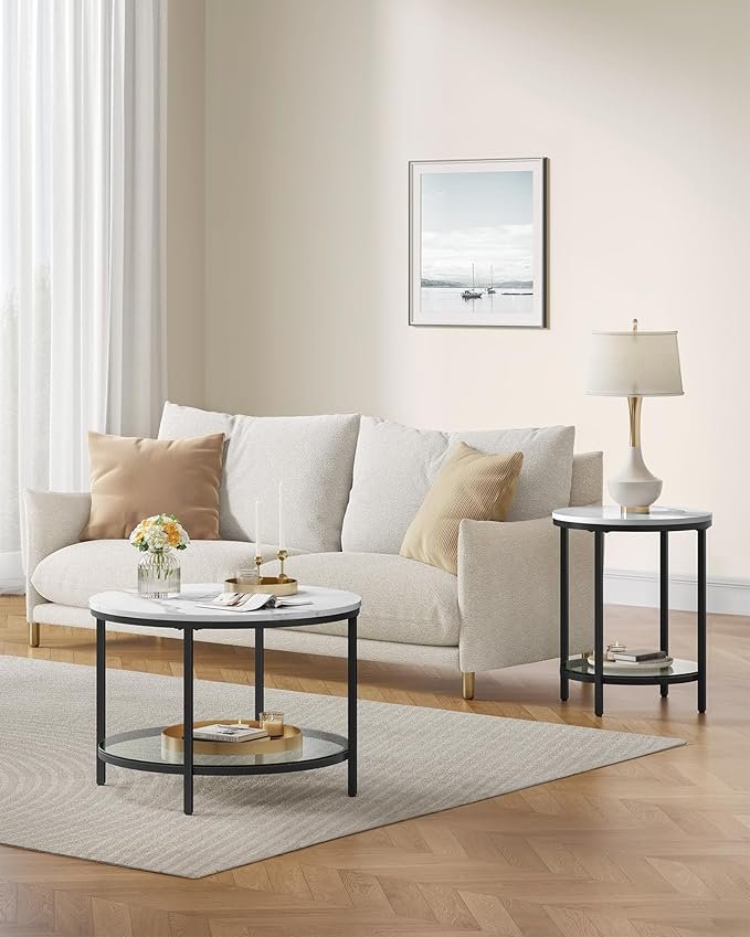 ASAGLE LCT072W13 Coffee Table with Glass Top and Large Storage Space for Living Room Sofa Easy Assembly Modern Style Marble White and Ink Black 6 ASAGLE LCT072W13 Coffee Table with Glass Top and Large Storage Space for Living Room Sofa Easy Assembly Modern Style Marble White and Ink Black - Bild 6