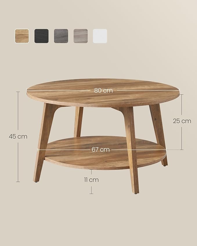 VASAGLE Coffee Table, 2 Tier Round Coffee Table with Storage, for Living Room, 80 x 45 cm, Easy to Assemble, Honey Brown LCT243K41 3 VASAGLE Coffee Table, 2 Tier Round Coffee Table with Storage, for Living Room, 80 x 45 cm, Easy to Assemble, Honey Brown LCT243K41 - Bild 3