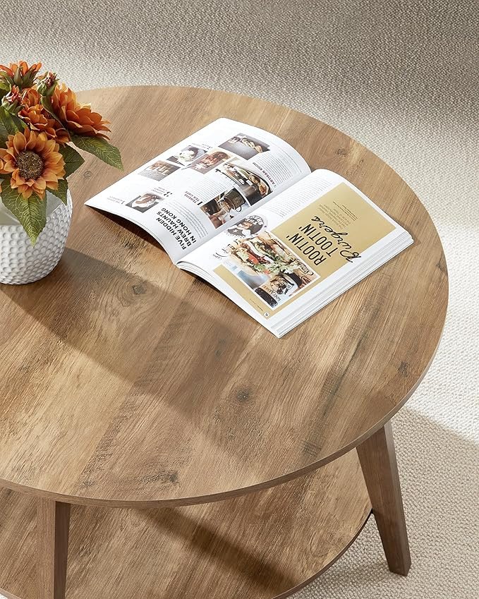 VASAGLE Coffee Table, 2 Tier Round Coffee Table with Storage, for Living Room, 80 x 45 cm, Easy to Assemble, Honey Brown LCT243K41 6 VASAGLE Coffee Table, 2 Tier Round Coffee Table with Storage, for Living Room, 80 x 45 cm, Easy to Assemble, Honey Brown LCT243K41 - Bild 6