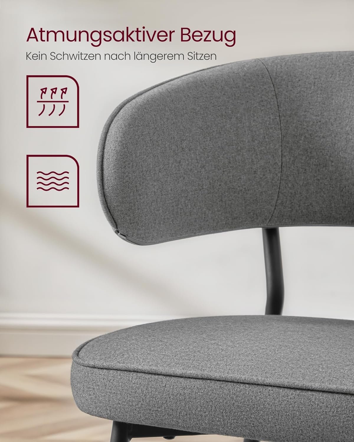 VASAGLE Set of 2 Dining Chairs, Kitchen Chairs, Living Room Chairs, Modern Metal Legs, Dark Grey, LDC112G01 7 VASAGLE Set of 2 Dining Chairs, Kitchen Chairs, Living Room Chairs, Modern Metal Legs, Dark Grey, LDC112G01 - Bild 7