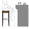 Illustration av barstolens höjd jämfört med bord för optimal sittkomfort.