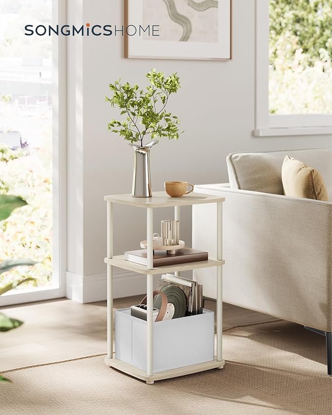 SONGMICS HOME Side Table, Bedside Table, End Table with 3 Storage Shelves, Fabric Basket, for Bedroom, Living Room, Steel Frame, 30 x 34 x 58 cm, Modern, Natural Beige LET286N01 2 SONGMICS HOME Side Table, Bedside Table, End Table with 3 Storage Shelves, Fabric Basket, for Bedroom, Living Room, Steel Frame, 30 x 34 x 58 cm, Modern, Natural Beige LET286N01 - Bild 2