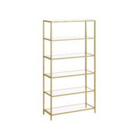 Bokhylla med 6 våningar, smal hyllenhet för sovrum, badrum, hemmakontor, stålram