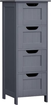 Förvaringsskåp för badrum, fristående badrumsskåp, 30 x 30 x 82 cm, grå