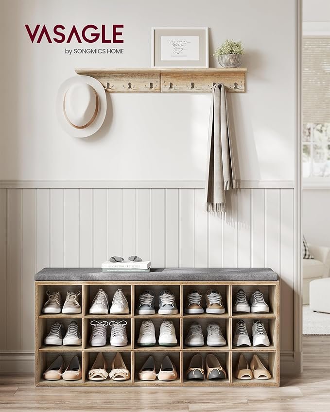 Skohylla, Skobänk med sits, Skoskåp med dyna, Ek med blå ådringar och grå 3 Skohylla, Skobänk med sits, Skoskåp med dyna, Ek med blå ådringar och grå - Bild 3