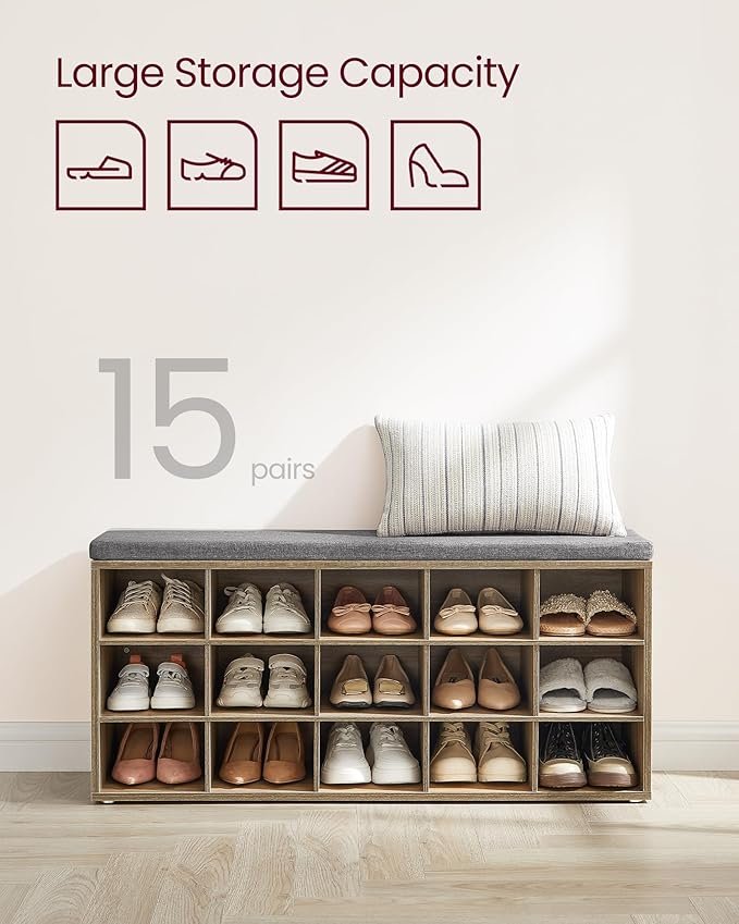 Skohylla, Skobänk med sits, Skoskåp med dyna, Ek med blå ådringar och grå 7 Skohylla, Skobänk med sits, Skoskåp med dyna, Ek med blå ådringar och grå - Bild 7